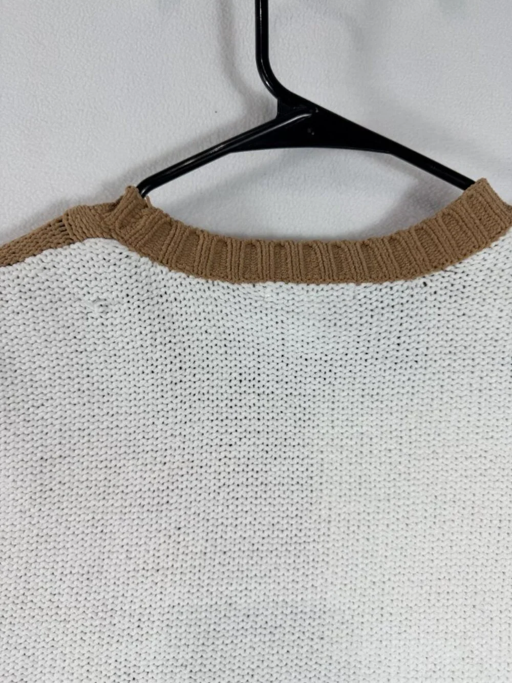Derek Heart Women’s Small Brown Ivory Colorblock Cable Knit Cropped Sweater - Picture 13 of 15